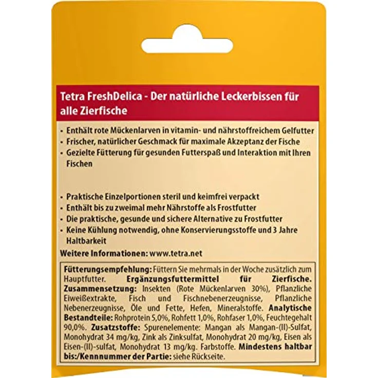 Tetra FreshDelica Bloodworms, natürlicher Snack mit roten Mückenlarven in Gelee, 16 x 3 g Beutel für Zierfische – Bild 2