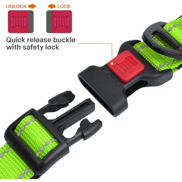 Taglory Hundehalsband, Weich Gepolstertes Neopren Nylon für Welpen, Verstellbar und Reflektierend, Grün – Bild 3