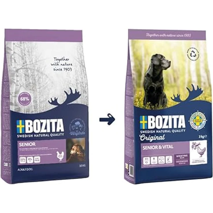 Bozita Hundefutter Original Adult Senior Huhn, 3 kg weizenfreies Trockenfutter für ältere Hunde, hohe Proteinqualität für Vitalität – Bild 3