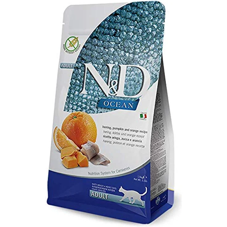 Farmina N&D Ocean Adult Pellets Katzenfutter, Trockenfutter mit Kabeljau, Dinkel, Hafer und Orange, 1,5 kg, ohne Mais, reich an Vitaminen und Antioxidantien – Bild 2