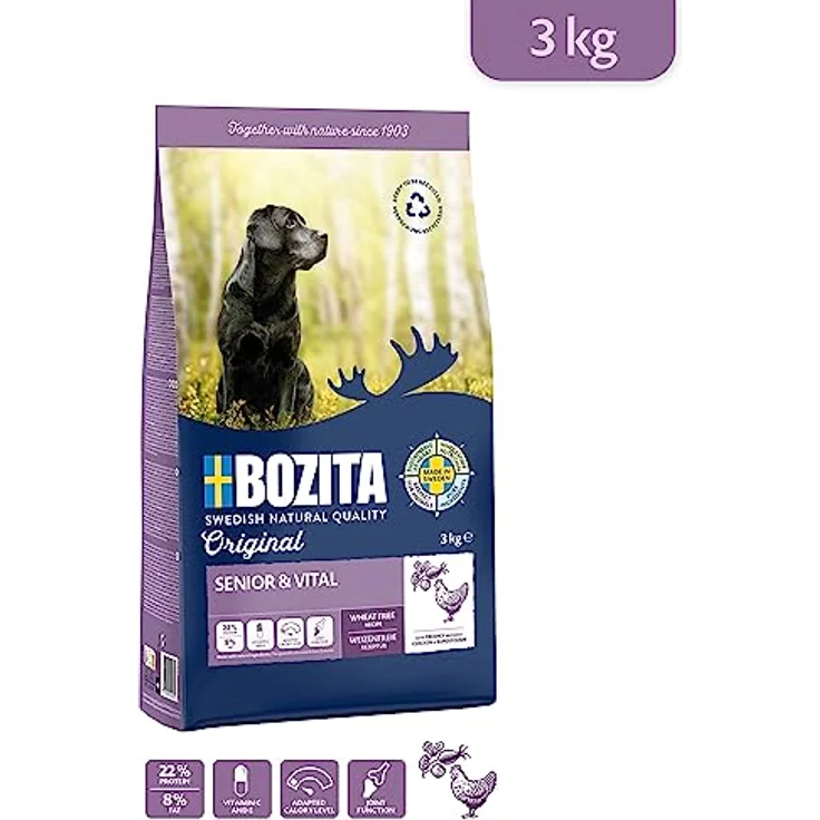 Bozita Hundefutter Original Adult Senior Huhn, 3 kg weizenfreies Trockenfutter für ältere Hunde, hohe Proteinqualität für Vitalität – Bild 2