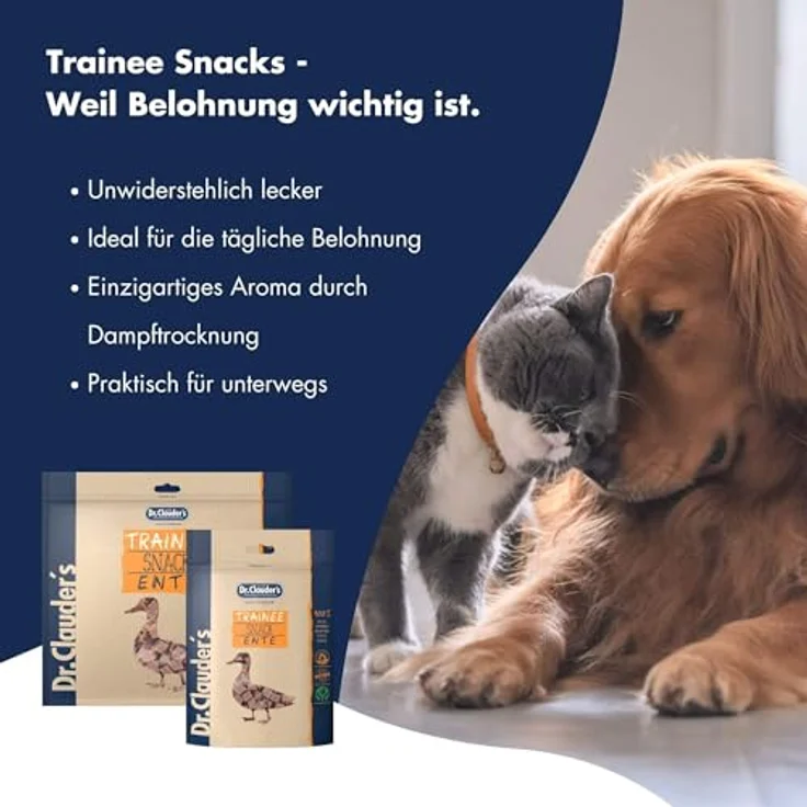 Dr.Clauder's Trainee Snack, 80g Ente, leicht verdauliche Hundesnacks aus 95% Fleisch mit Inulin, dampftrockene Leckerlis – Bild 5