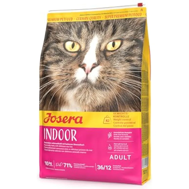 JOSERA Indoor Cat, Premium Trockenfutter für ausgewachsene sterilisierte Katzen, 10 kg, getreidefrei, mit Geflügel, moderater Fettgehalt zur Gewichtskontrolle