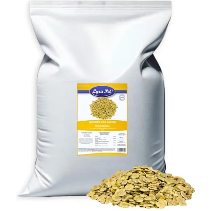 Lyra Pet® Erbsenflocken 25 kg, nährstoffreiches Einzelfutter für Wildvögel, Pferde & Kleinnager, reich an Proteinen, Ballaststoffen & Vitaminen, ganzjährig geeignet