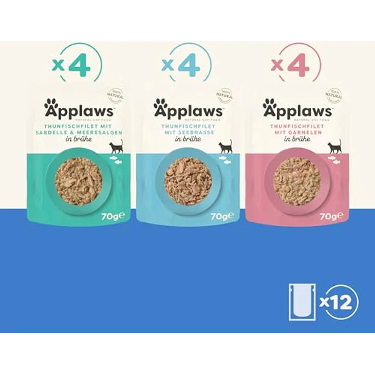 Applaws Premium Natural Katzenfutter Nass, Fischauswahl in Brühe, 100% natürliche Zutaten, 12x70g Portionsbeutel – Bild 2