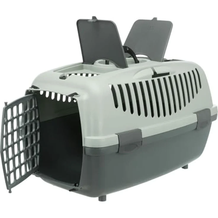 TRIXIE Hunde-Transportbox Trixie Be Transportbox Capri 1, mit Tragegriff, für Tiere bis zu 6 kg, anthrazit/grau-grün – Bild 4