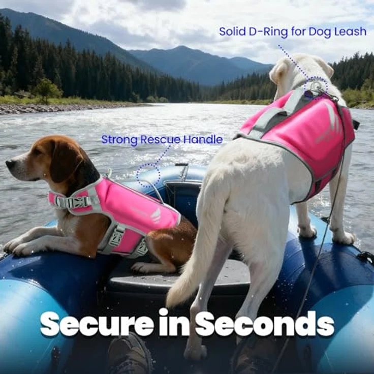 VIVAGLORY Hunde Schwimmweste High Buoyancy, XS, Rosa, mit verstellbaren Riemen und reflektierenden Elementen für erhöhte Sichtbarkeit – Bild 3