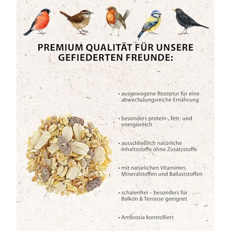 Dehner Natura Premium Wildvogelfutter, schalenfreies Ganzjahresfutter, protein- und energiereich, 5 kg – Bild 3