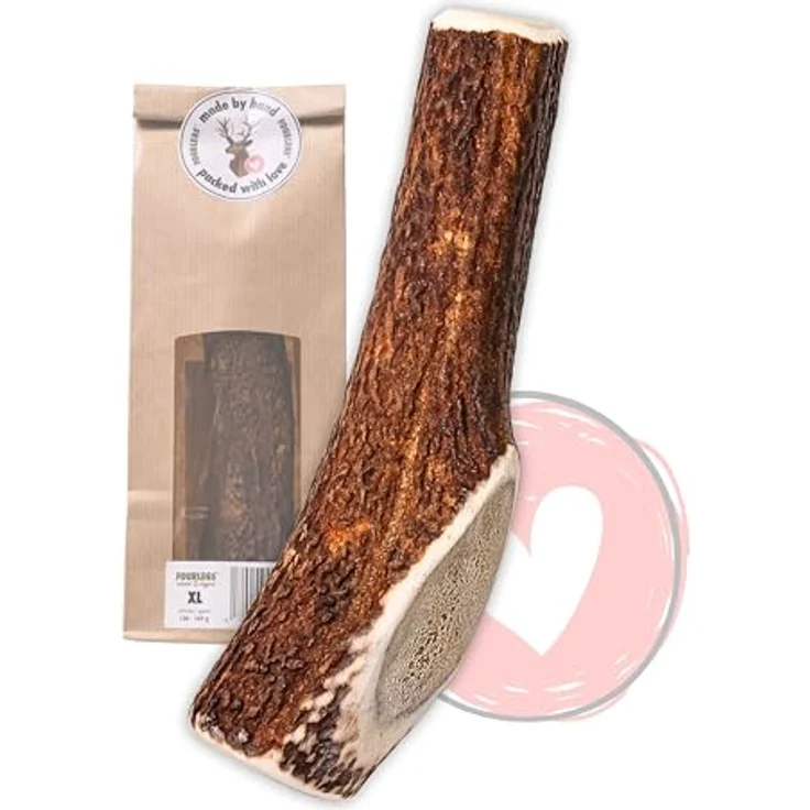 FOURLEGS® natürlicher Kausnack für Hunde, 100% Hirschgeweih, mineralstoffreich, Größe XL ganz, ohne Zusatzstoffe – Bild 1