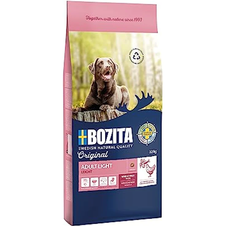 Bozita Hundefutter Original Adult Light Huhn, 12 kg weizenfreies Trockenfutter für übergewichtige Hunde, hohe Fleischqualität, natürliche Zutaten – Bild 1