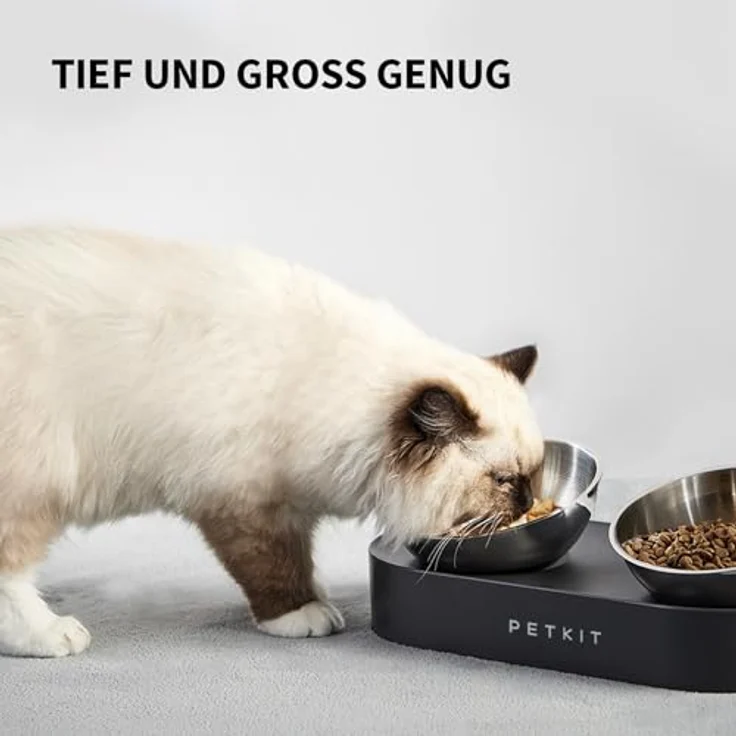 PETKIT CYBERTAIL Katzen Erhöhte Schüssel Edelstahl, Gekippte Futterschale mit rutschfester Basis und Hygienischem Design für Katzen und kleine Hunde – Bild 5