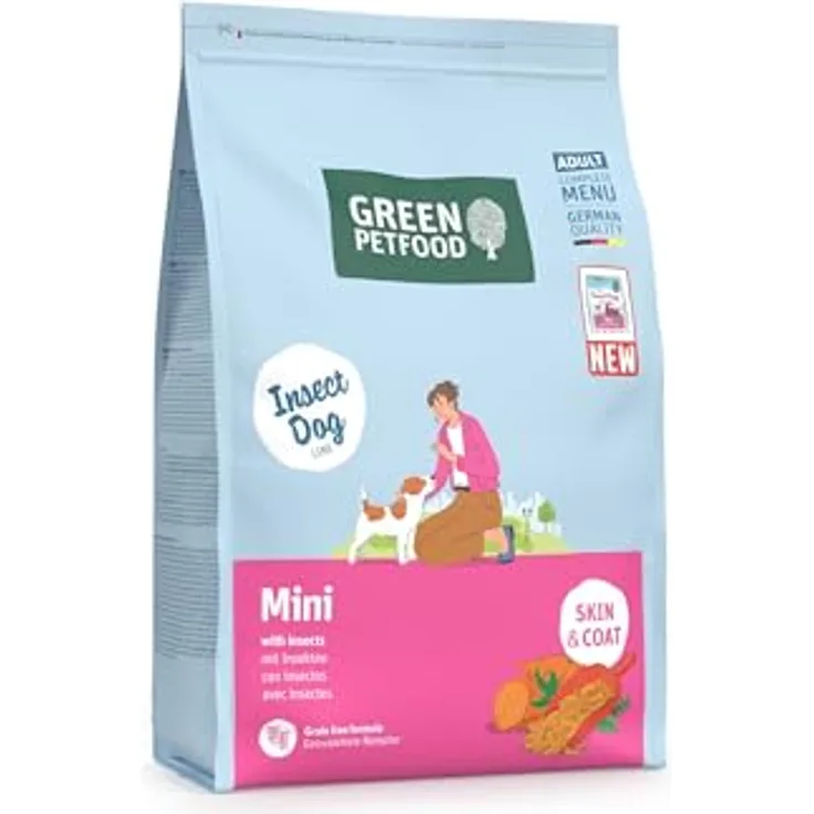 Green Petfood InsectDog Mini (3kg) | Trockenfutter für kleine, ausgewachsene Hunde mit 100% Insekten-Protein, glutenfrei