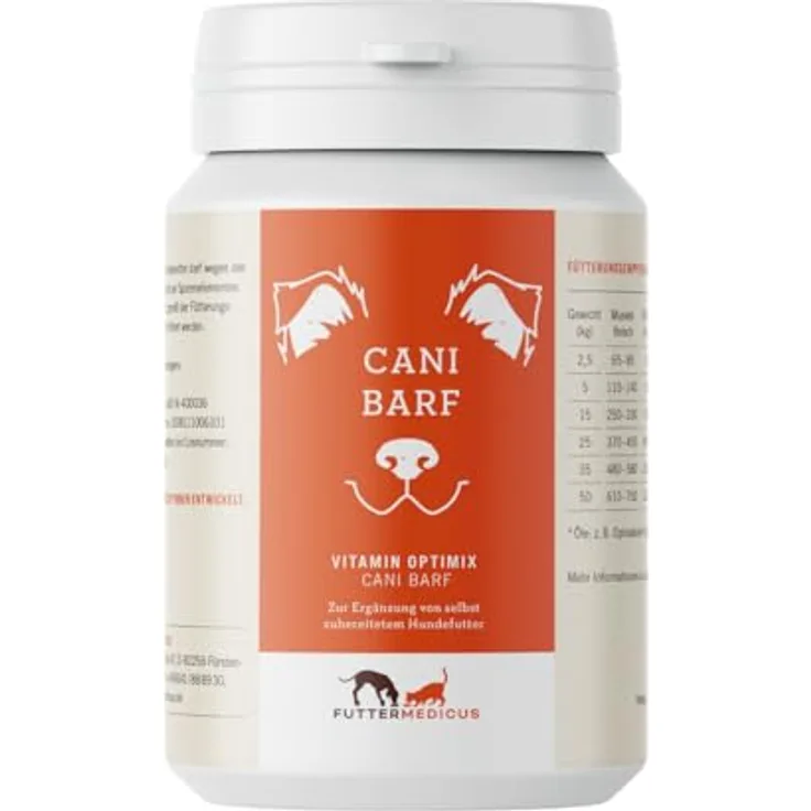 Futtermedicus Vitamin Optimix Cani Barf, 180 g, hochkonzentriertes Ergänzungsfuttermittel für ausgewachsene Hunde zur BARF-Ernährung, mit Spurenelementen und B-Vitaminen
