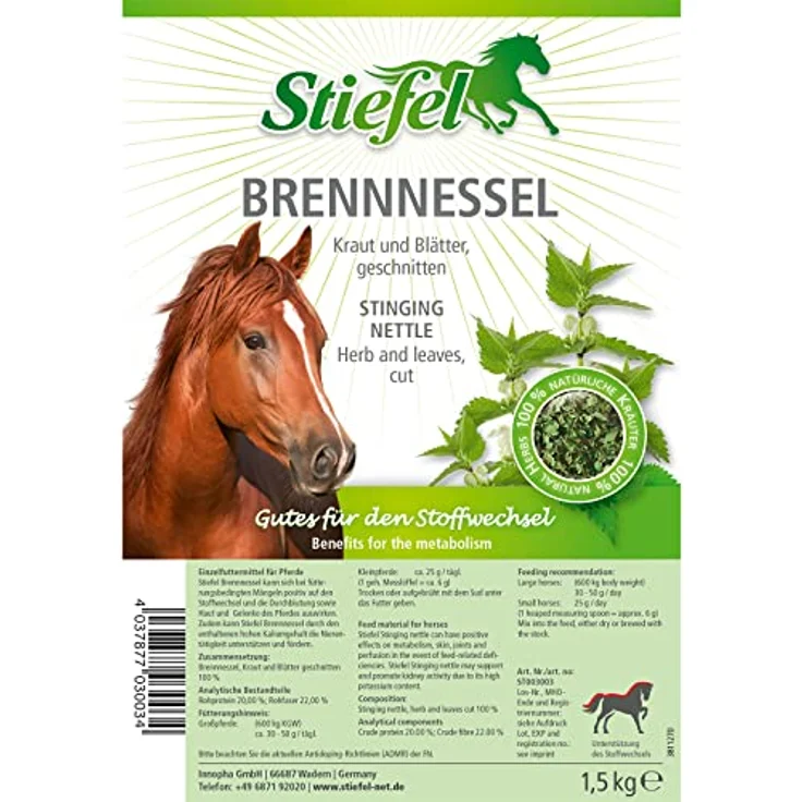 Stiefel Brennessel geschnitten 1,5 kg für Pferde - Natürliches Mineralfutter mit Haut- und Gelenkunterstützung, 100% naturbelassene Kräuter – Bild 5