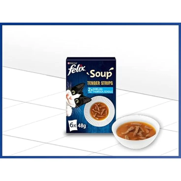 FELIX Soup Tender Strips Katzensuppe mit Kabeljau, Thunfisch & Scholle, 6 x 48g Portionsbeutel – Bild 3