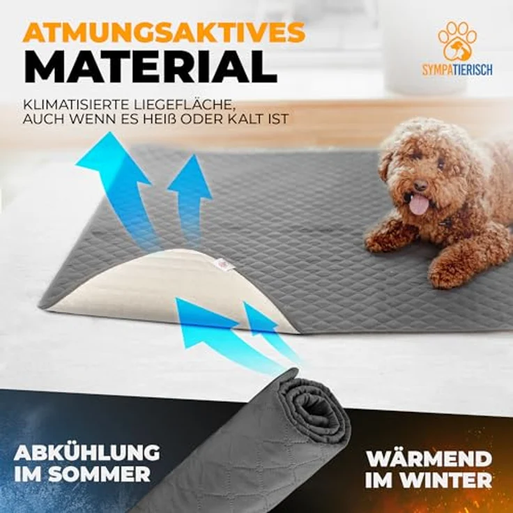 SympaTierisch wasserdichte Hundedecke, robuste Hundematte, rutschfest, 130 x 100 cm, grau, waschmaschinengeeignet – Bild 3