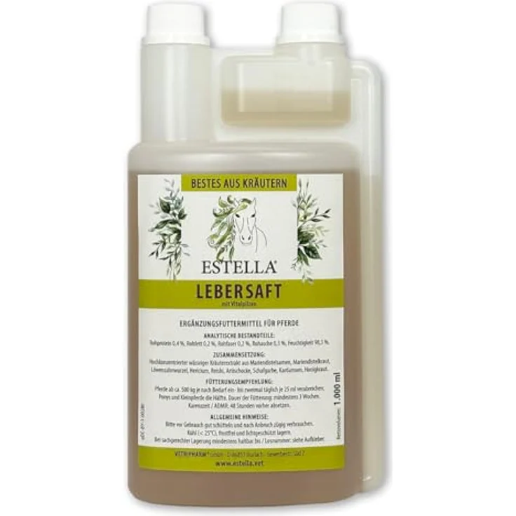 ESTELLA Lebersaft (1Liter) I Kräuterauszug mit Vitalpilzen, hochkonzentrierter Kräuterextrakt zur Unterstützung des Leberstoffwechsels