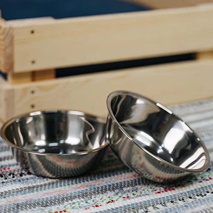 LAUBLUST Zusatzschalen für Futterstation Größe M, 2er Set Edelstahlnäpfe | ca. 14 x 3 cm, 2 x 0,35l, spülmaschinenfest – Bild 3