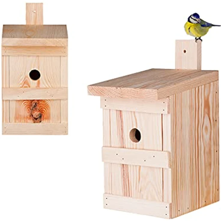 2x Nistkasten für Meisen & Kleinvögel - Vogelhaus aus Massivholz - 27x17x17cm – Bild 6