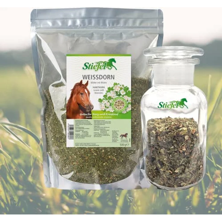 Stiefel Weißdorn, Doppelpack mit 2 x 500 g, Einzelfuttermittel zur Unterstützung von Herz und Kreislauf für Pferde, mit geschnittenen Blüten und Blättern, natürliche Zutaten – Bild 4
