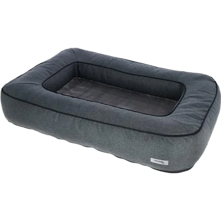 Kerbl Pet Kuschelbett Platin Ortho, orthopädisches Hundebett mit herausnehmbarer Matratze, grau, 117x80x18cm, Polyester, für entspannenden Schlaf – Bild 1