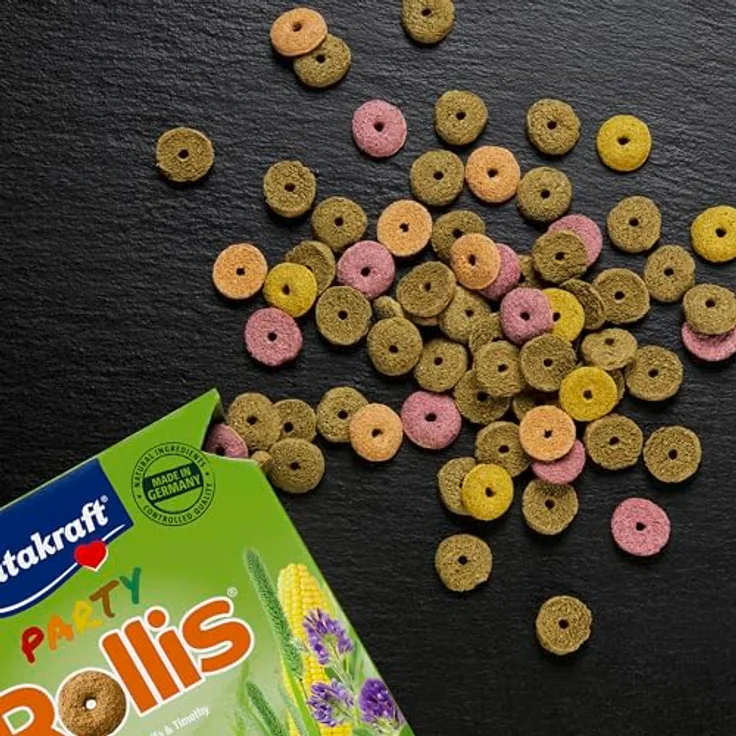 Vitakraft Rollis, Knusperringe für Nager, calciumarm mit Luzerne, ohne Zucker und Getreide, 500g – Bild 3