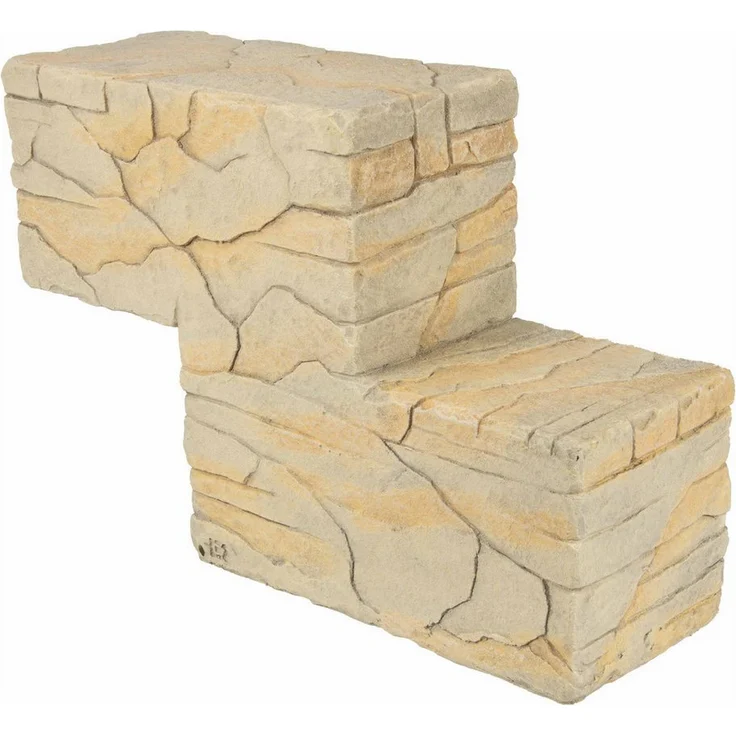 Terra Della Terrariendeko Baustein Combo Fels 3, beige, stapelbares Konstruktionsbauteil mit natürlichem Sandstein-Look, 28 x 9 x 18,5 cm