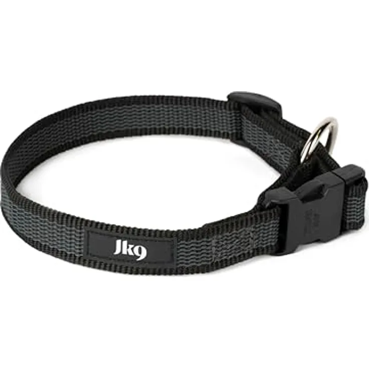 Julius-K9 Gummiertes Hundehalsband M, Halsband + Leine, robustes Synthetikmaterial, wasserfest, Farbe: Color & Gray®