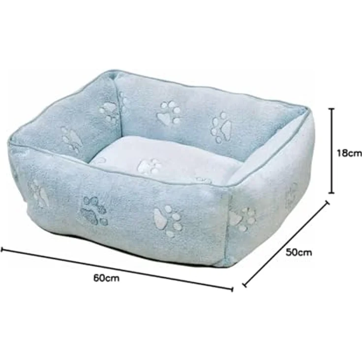Nobby Tierbett Hundebett Paw eckig grau, gefüllt mit Watte und Softplüsch Bezug – Bild 3