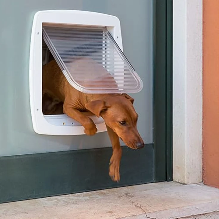 Ferplast Swing 11, Hunde- und Katzenklappe für große Katzen und mittelgroße Hunde, grau, mit 4-Wege-Verschlusssystem und Windstopper-System – Bild 3