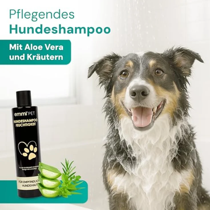 Emmi-pet Hundeshampoo 2in1 Feuchtigkeit Natur 250 ml – pH-neutral, mit Aloe Vera & Kräuterextrakten, pflanzliche Formel für sensible Hunde & Welpen, sanfte Reinigung & Fellpflege – Bild 2