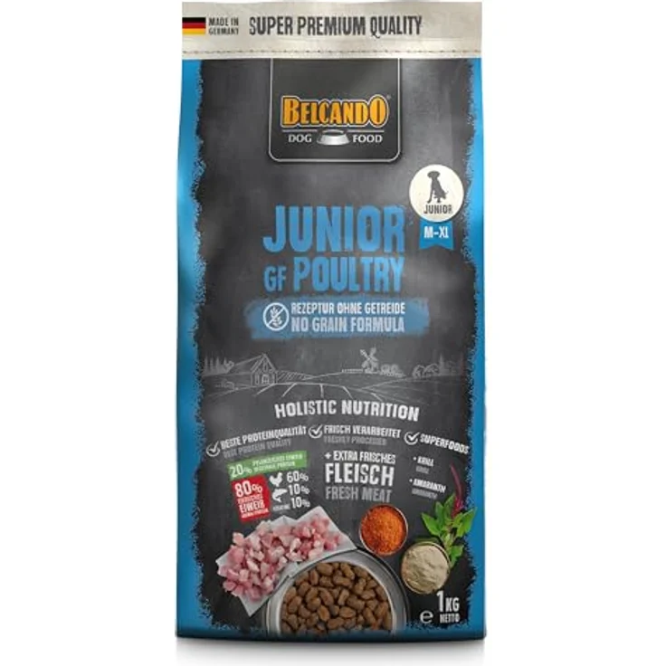 BELCANDO Junior GF Poultry, getreidefreies Hundefutter für junge Hunde, 1 kg, Alleinfuttermittel ohne Getreide für Hunde ab 4 Monaten – Bild 1