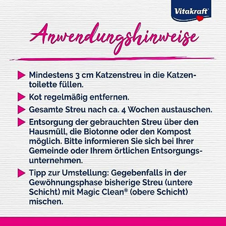 Vitakraft Magic Clean Lavendel Katzenstreu, nicht klumpend, besonders staubarm, zarter Lavendelduft, praktische Tragelasche (5L) – Bild 5