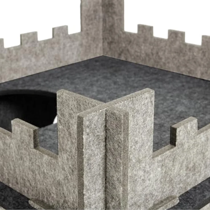 CanadianCat Company Katzen-Chateau Felty Fort, Filz Katzenhaus mit Erdgeschoss + Etage + XXL Flauschkissen, erweiterbar, 55 x 55 x 76 cm – Bild 5