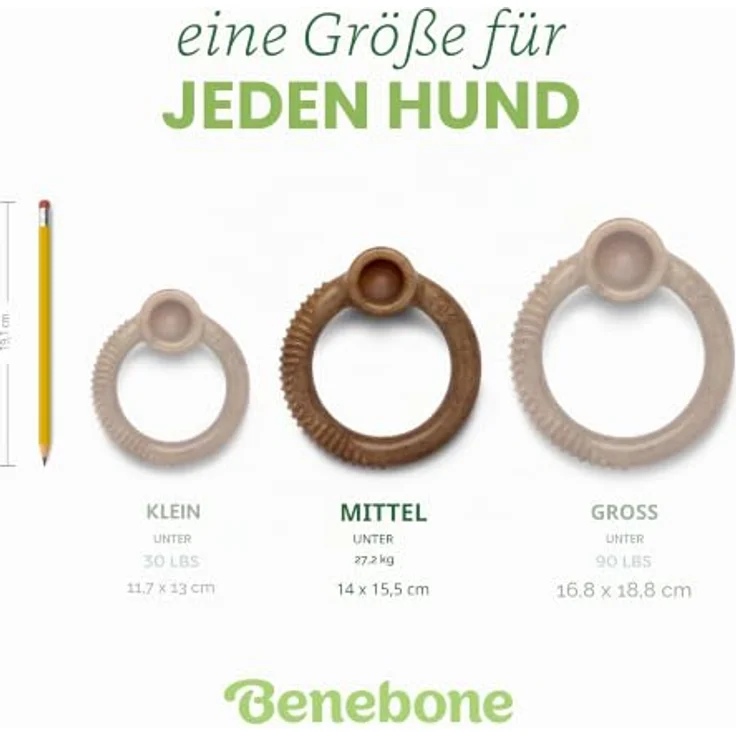 Benebone Ring, Unzerstörbares Kauspielzeug mit echtem Speckgeschmack für mittelgroße Hunde, pfotenfreundlicher Griff – Bild 4