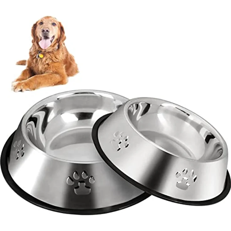 SUOXU 2 Stück Edelstahl Hundenapf, rutschfeste Futternäpfe, 26 cm Durchmesser, für mittelgroße Hunde bis 27 kg – Bild 1