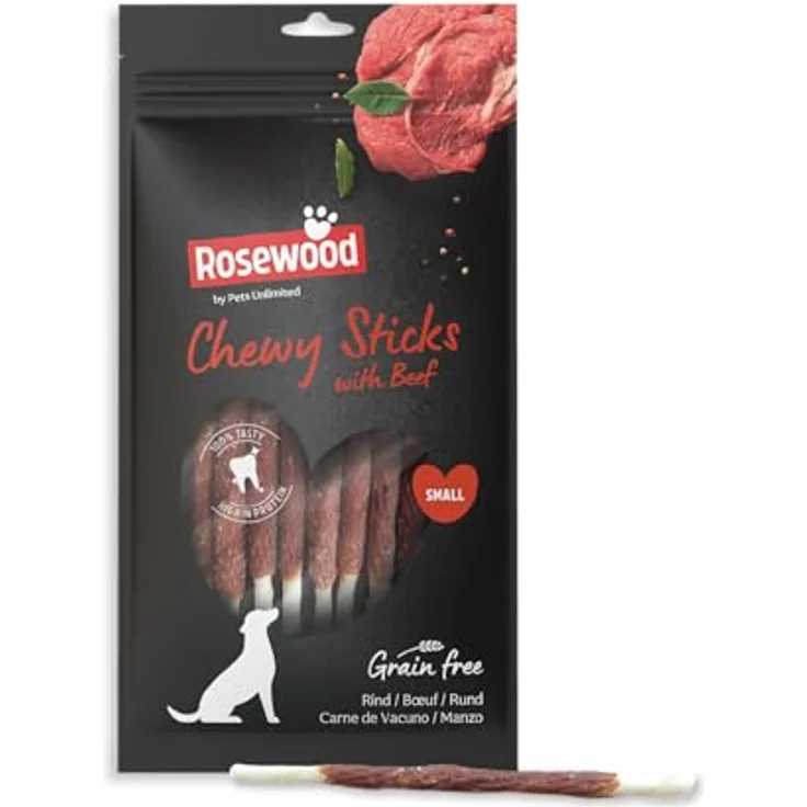 Rosewood Chewy Sticks Rind Small, Kaustangen für Hunde mit Rindfleisch, ohne Getreide und Gluten, unterstützt die Zahngesundheit, 6er Pack (6x72 g) – Bild 2