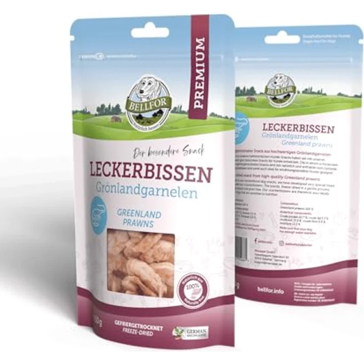 Bellfor Gefriergetrocknete Grönlandgarnelen, Getreidefreies Hundeleckerli, 35 g, Reich an hochwertigem Protein, Unterstützt die Verdauung – Bild 3
