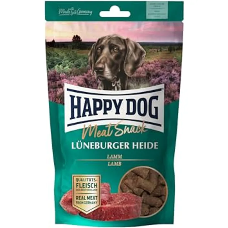 Happy Dog 60700 Meat Snack Lüneburger Heide, getreidefreies Lammfleisch-Leckerli für sensible Hunde, 75 g Inhalt