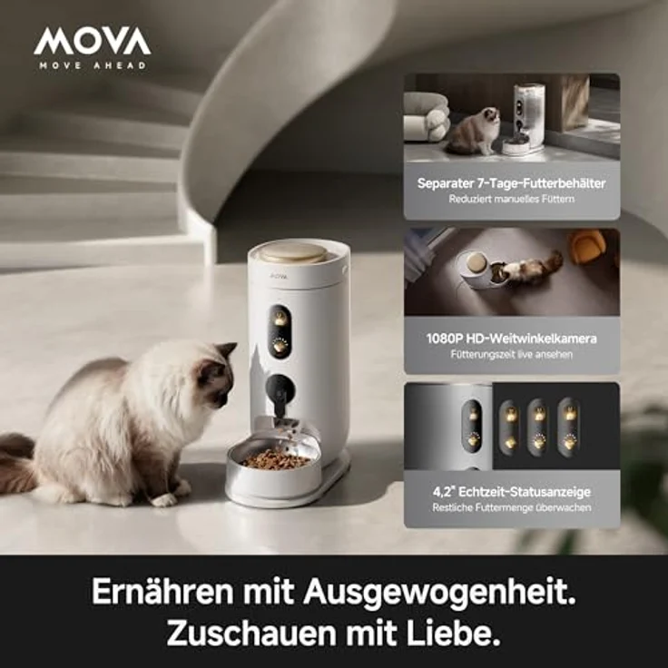 MOVA NutriPal 10, Ultra-Futterautomat mit 1080P HD-Kamera, 4 Futter-Modi, 4L Kapazität für 20+ Tage – Bild 2