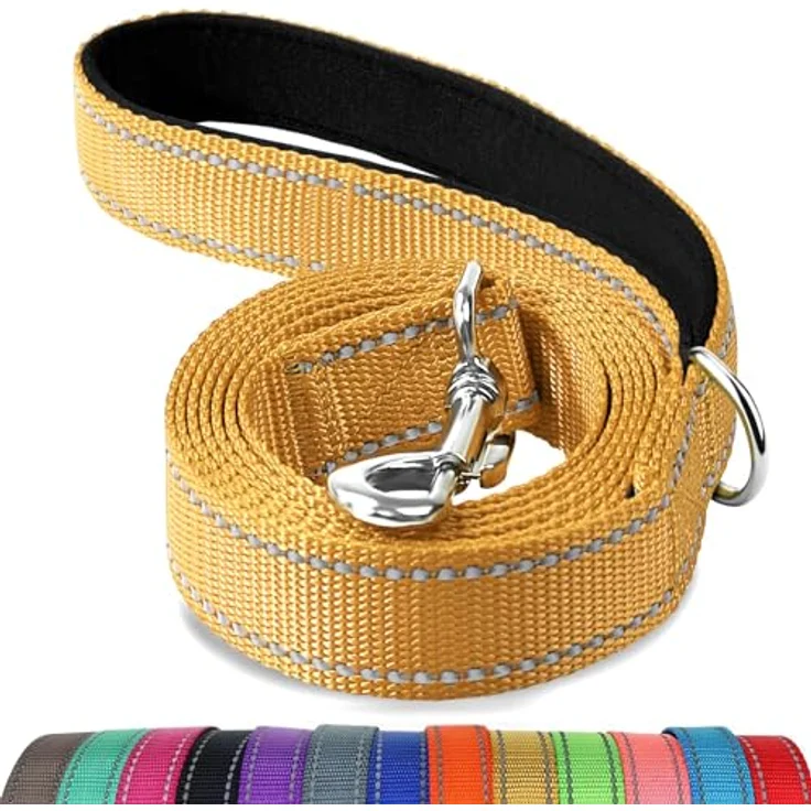 Joytale Hundeleine für kleine Hunde, 1,8 m x 2 cm, doppelseitig reflektierend, aus Nylon mit gepolstertem Griff, braun – Bild 1