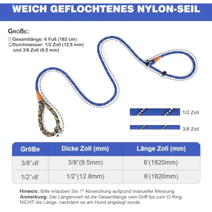 lynxking Hundeleine 180 cm, reflektierende Schleppleine mit Zugstopp und gepolstertem Griff, ideal für Training und Gassi gehen – Bild 3