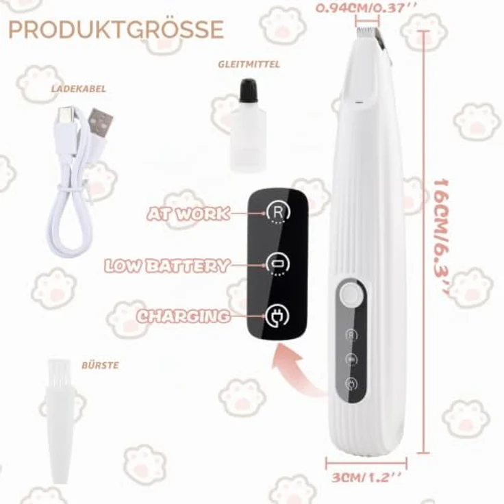 Beihre Pfotentrimmer für Hunde, kabellose Hundeschermaschine mit LED-Licht, Edelstahl-Klinge, wiederaufladbar, ideal für Pfoten, Augen, Ohren und Gesicht – Bild 2