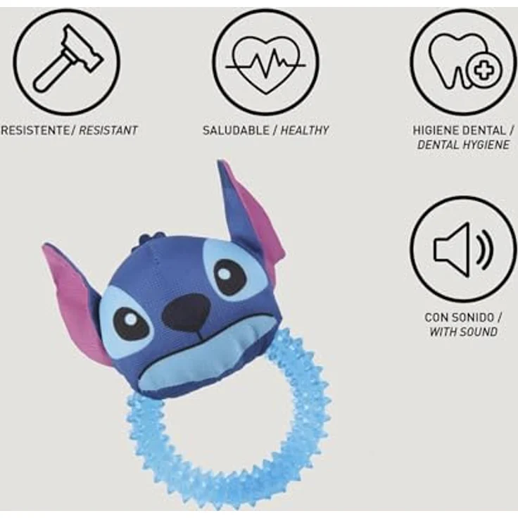 Cerdá Cerda Pets Dog Teether Stitch, Kauspielzeug für Hunde aus EVA, blau, mit Zahnpflege und Klang, 13 x 6 x 22 cm – Bild 4