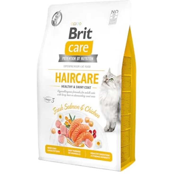 Brit Care GF Haircare Healthy und Shiny Coat, Katzen-Trockenfutter für gesundes und glänzendes Fell, 2kg