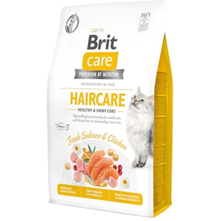 Brit Care GF Haircare Healthy und Shiny Coat, Katzen-Trockenfutter für gesundes und glänzendes Fell, 2kg – Bild 1