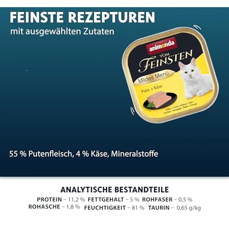 animonda Vom Feinsten Adult Mildes Menü Pute + Käse, Nassfutter für sensible Katzen, ohne Getreide und Zucker, leicht verdaulich, 6 x 100 g – Bild 3
