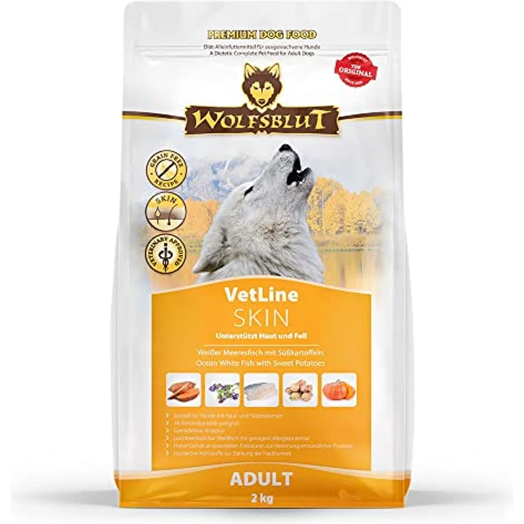 Wolfsblut VetLine Skin, Trockenfutter für Hunde mit weißem Meeresfisch zur Unterstützung der Hautfunktion, 2kg – Bild 1