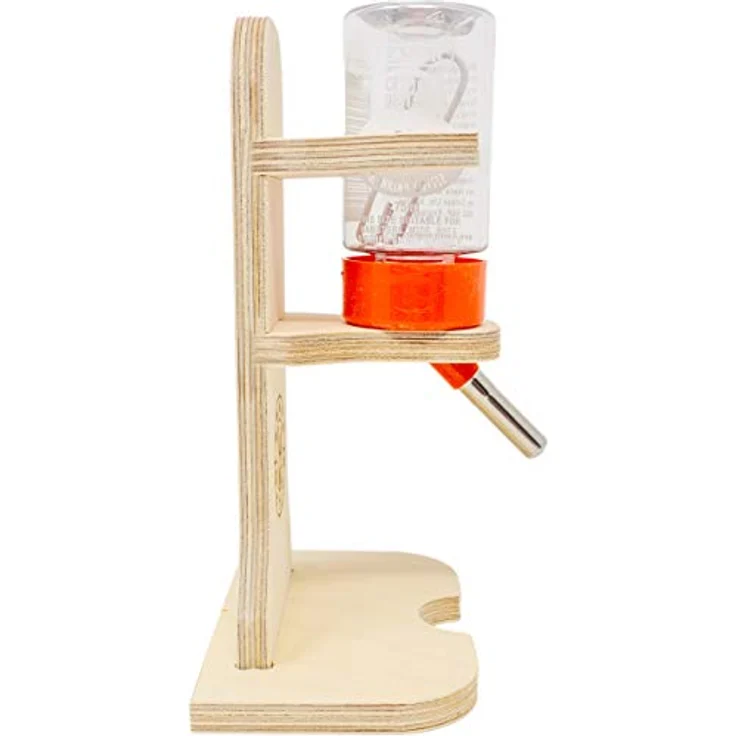 Getzoo Tränke aus Holz + Classic Trinkflasche 75 ml, robuste Nagertränke mit Naturholz-Halterung, einfache Handhabung & langlebige Qualität – Bild 3