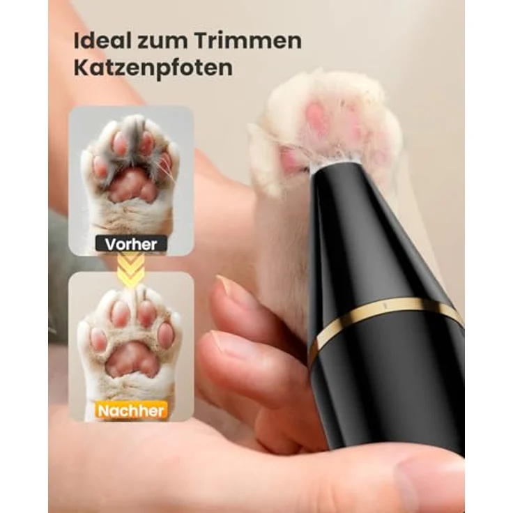 oneisall Pfotentrimmer Paw Trim Pro, 2 Messerköpfe, IPX7 wasserdicht, leise Schermaschine für Hunde und Katzen, ideal für Pfoten, Augen, Ohren und Gesicht – Bild 2